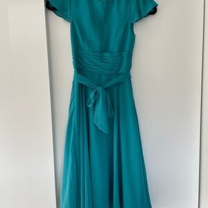 Girls Chiffon Teal Dress Sz 6 Azazie